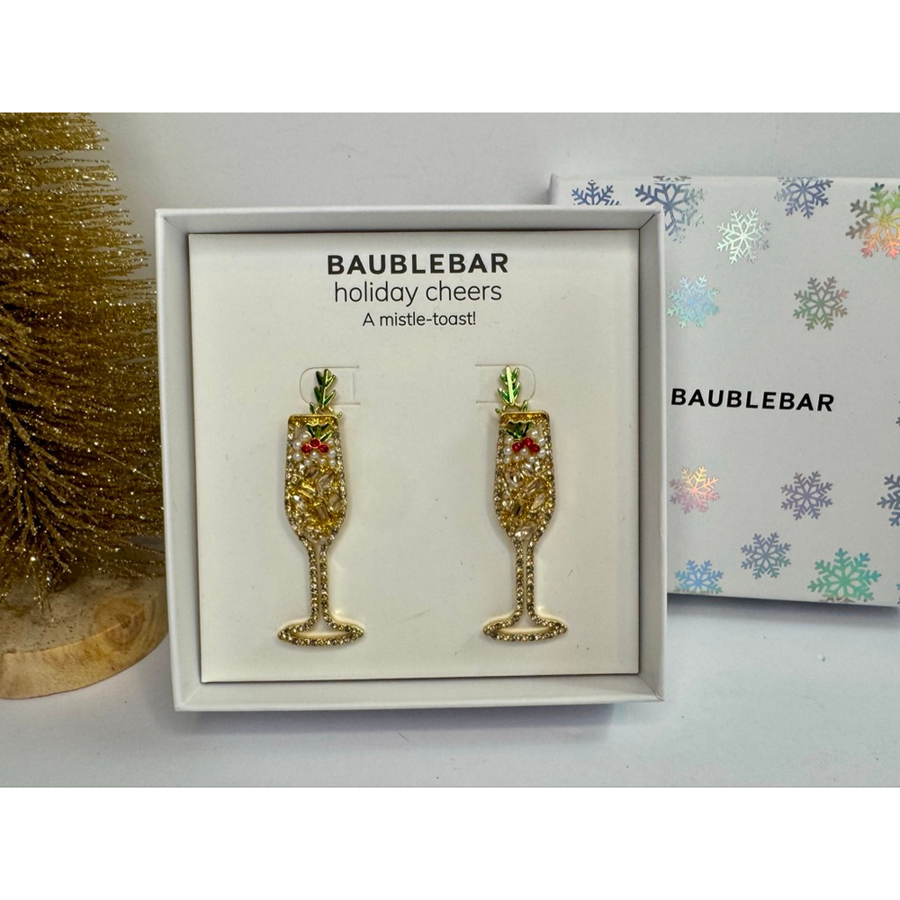 BaubleBar Holiday Cheers Champagne Flute Earrings